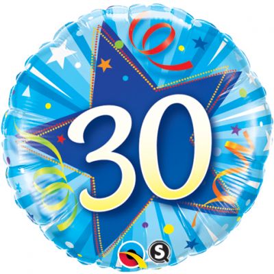 45cm Foil Balloon - 30th BIRTHDAY BLUE