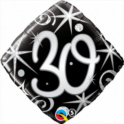 45cm Foil Balloon - 30th BIRTHDAY BLACK