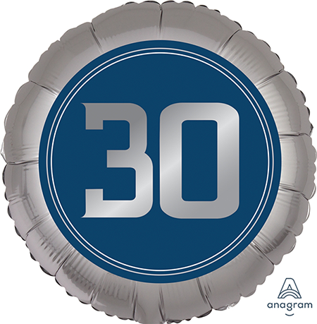 45cm Foil Balloon - 30th BIRTHDAY BLUE