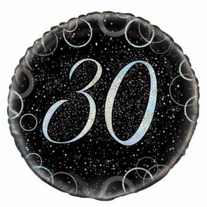 45cm Foil Balloon - 30TH BIRTHDAY SILVER