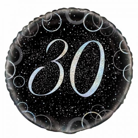 45cm Foil Balloon - 30TH BIRTHDAY SILVER