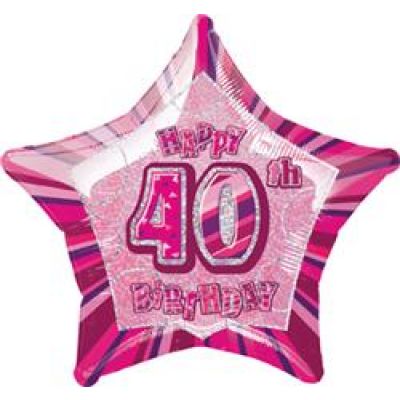 45cm Foil Balloon - HAPPY 40th BIRTHDAY PINK