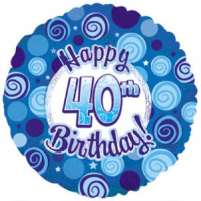 45cm Foil Balloon - 40TH BIRTHDAY