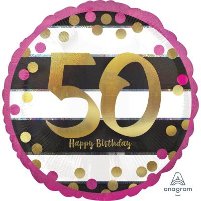 45cm Foil Balloon - 50th BIRTHDAY - PINK