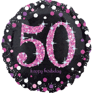 45cm Foil Balloon - 50th BIRTHDAY - PINK