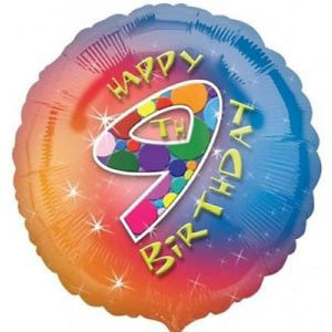 45cm Foil Balloon - 9TH BIRTHDAY