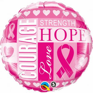 45cm Foil Balloon - BREAST CANCER- PINK RIBBON