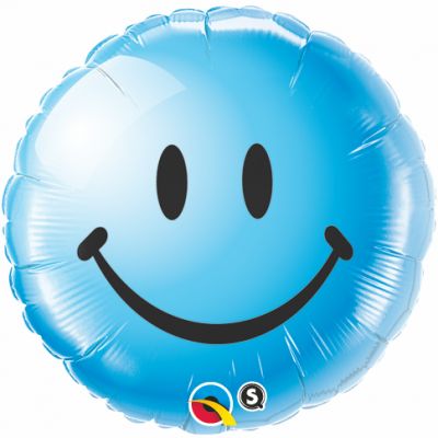 45cm Foil Balloon - SMILEY EMOJI BLUE