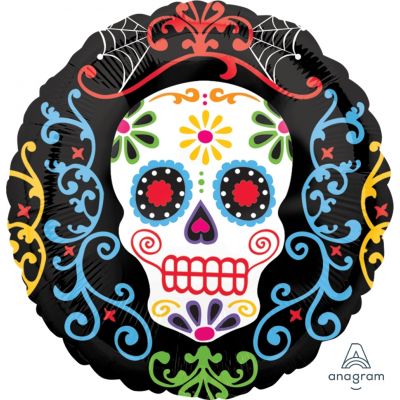 45cm Foil Balloon - DAY OF THE DEAD skull