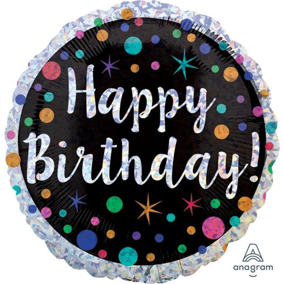 45cm Foil Balloon - HAPPY BIRTHDAY DOTS