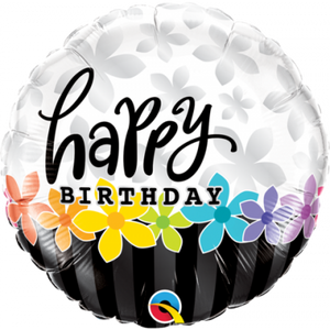 45cm Foil Balloon - HAPPY BIRTHDAY BAND OF FLOWERS