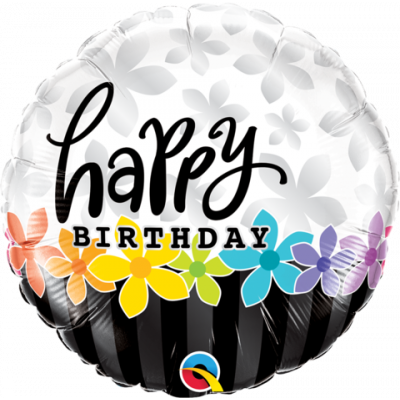 45cm Foil Balloon - HAPPY BIRTHDAY BAND OF FLOWERS
