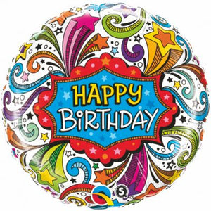 45cm Foil Balloon - HAPPY BIRTHDAY Fireworks