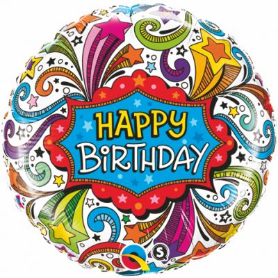 45cm Foil Balloon - HAPPY BIRTHDAY Fireworks