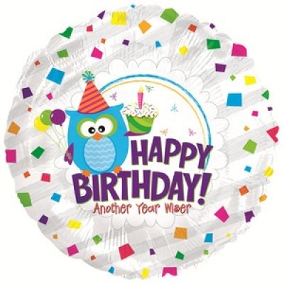45cm Foil Balloon - HAPPY BIRTHDAY (OWL)