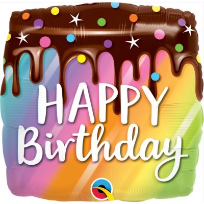 45cm Foil Balloon - HAPPY BIRTHDAY Neon Cake