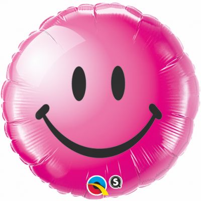 45cm Foil Balloon - SMILEY EMOJI PINK