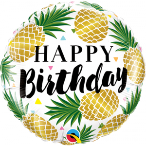 45cm Foil Balloon -  "Happy Birthday" PINEAPPLE