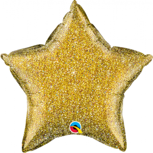 45cm Foil Balloon - STAR - GLITTER GOLD