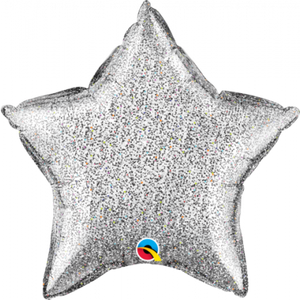 45cm Foil Balloon - STAR - GLITTER SILVER