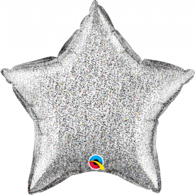 45cm Foil Balloon - STAR - GLITTER SILVER