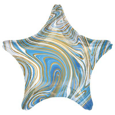 45cm Foil Balloon - STAR - MARBLE BLUE