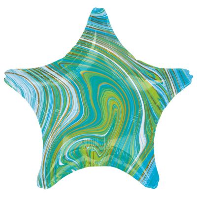 45cm Foil Balloon - STAR - MARBLE GREEN