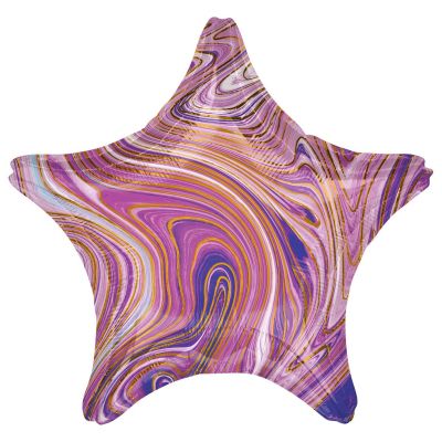 45cm Foil Balloon - STAR - MARBLE PURPLE