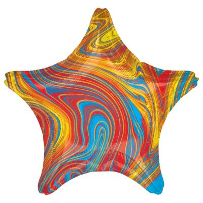 45cm Foil Balloon - STAR - MARBLE RED