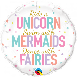 45cm Foil Balloon - UNICORN MERMAIDS FAIRIES