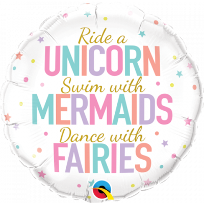 45cm Foil Balloon - UNICORN MERMAIDS FAIRIES