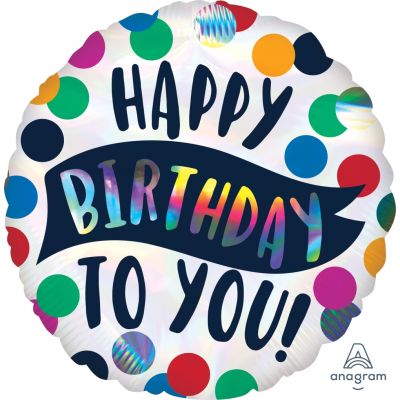 45cm Foil Balloon - HAPPY BIRTHDAY HOLOG