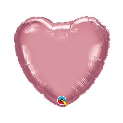 45cm Foil Balloon - HEART- CHROME MAUVE