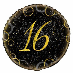 45cm Foil Balloon - 16th BIRTHDAY GOLD
