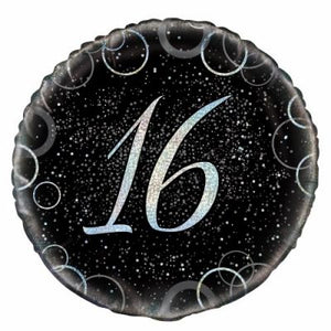 45cm Foil Balloon - 16th BIRTHDAY SILVER