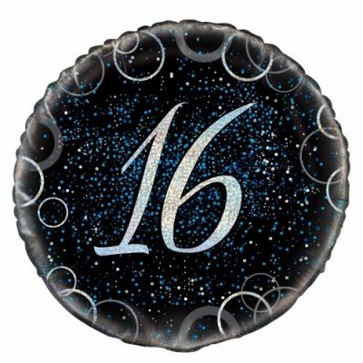 45cm Foil Balloon - 16th BIRTHDAY BLUE