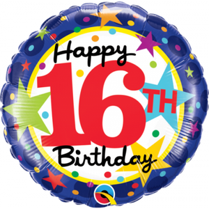 45cm Foil Balloon - HAPPY 16th BIRTHDAY