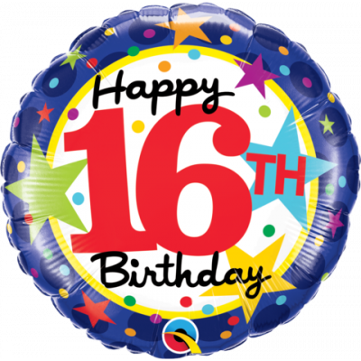 45cm Foil Balloon - HAPPY 16th BIRTHDAY