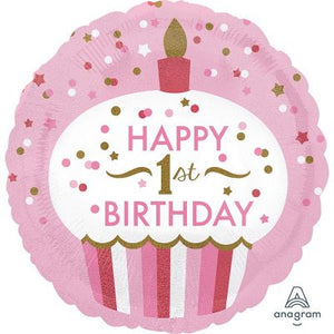 45cm Foil Balloon - 1ST BIRTHDAY - GIRL
