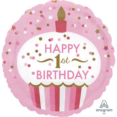 45cm Foil Balloon - 1ST BIRTHDAY - GIRL