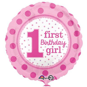 45cm Foil Balloon - 1ST BIRTHDAY - GIRL