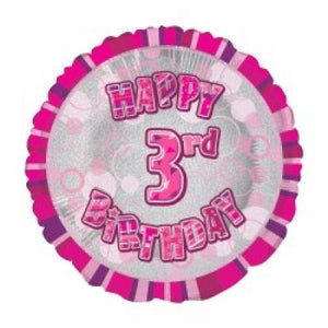45cm Foil Balloon - 3RD BIRTHDAY