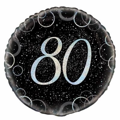 45cm Foil Balloon - 80 BIRTHDAY SILVER
