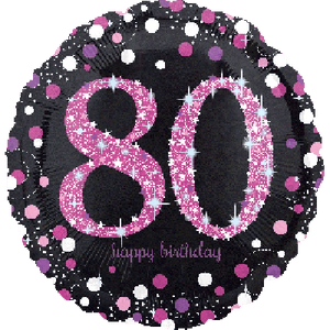 45cm Foil Balloon - 80TH BIRTHDAY PINK