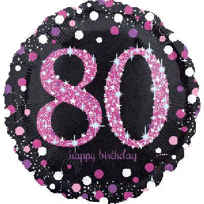 45cm Foil Balloon - 80TH BIRTHDAY PINK