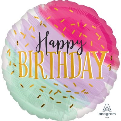 45cm Foil Balloon - HAPPY BIRTHDAY WATER COLOUR