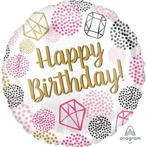 45cm Foil Balloon - HAPPY BIRTHDAY GEMS