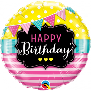 45cm Foil Balloon - HAPPY BIRTHDAY flag