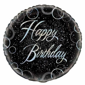 45cm Foil Balloon - HAPPY BIRTHDAY BLACK & SILVER