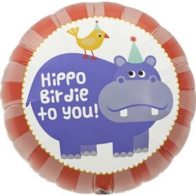 45cm Foil Balloon - HAPPY BIRTHDAY (HIPPO)